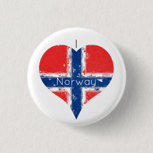 Bóton Redondo 2.54cm I Heart Norway Distress Heart Flag