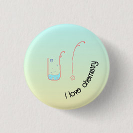Bóton Redondo 2.54cm I Love Chemistry button with beaker design