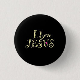 Bóton Redondo 2.54cm "I Love Jesus Black"