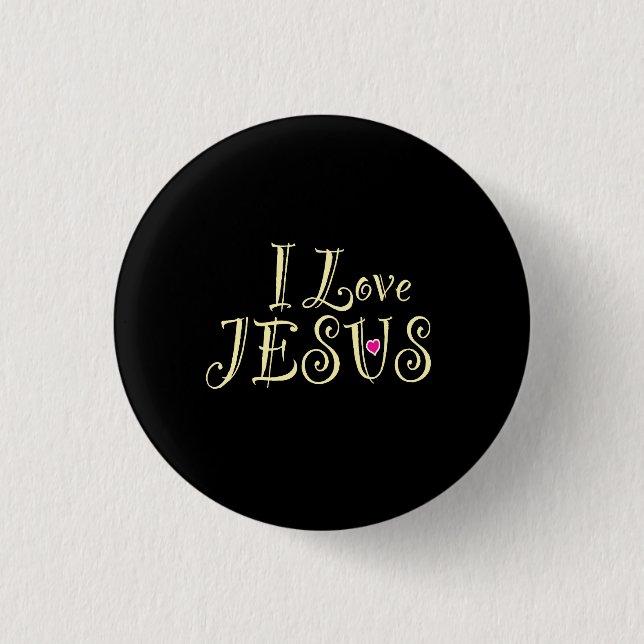 Bóton Redondo 2.54cm "I Love Jesus Black" (Frente)