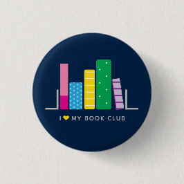Bóton Redondo 2.54cm I love my book club modern in blue