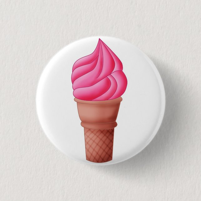 Bóton Redondo 2.54cm Icecream de Morango - Botão (Frente)