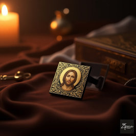 Bóton Redondo 2.54cm Ícone Bizantino de Cristo - Jesus
