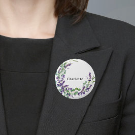 Bóton Redondo 2.54cm identificação com nome de lavanda e eucalipto