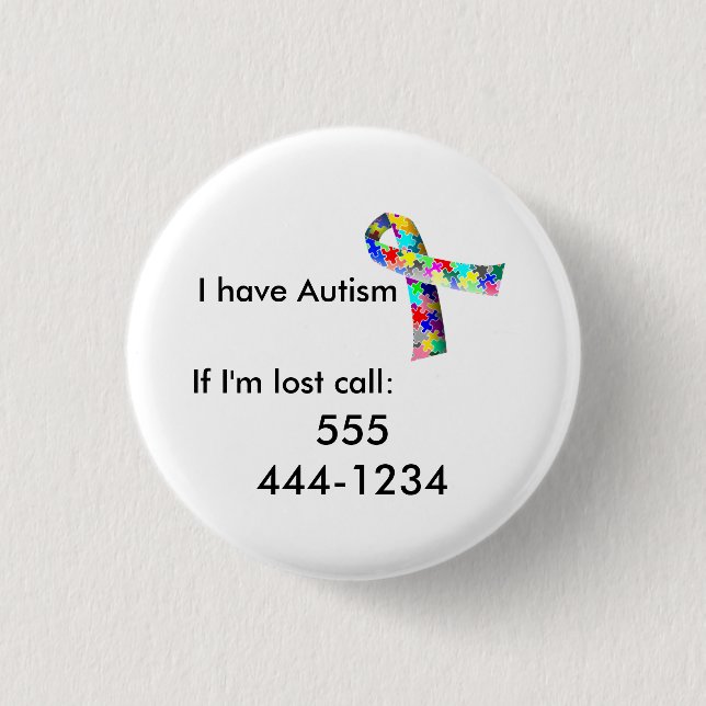 Bóton Redondo 2.54cm Identificação da criança do autismo (Frente)