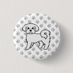 Bóton Redondo 2.54cm Ilustração de Cão de Cartoon Cortado Maltês