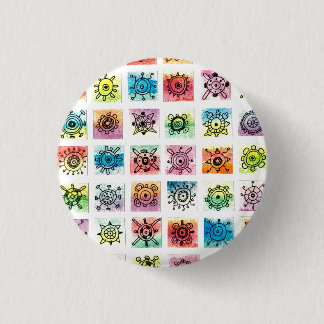 Bóton Redondo 2.54cm Ilustração de Designs de Formas de Círculo Abstrat