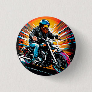 Bóton Redondo 2.54cm Ilustração de Moto com Piloto
