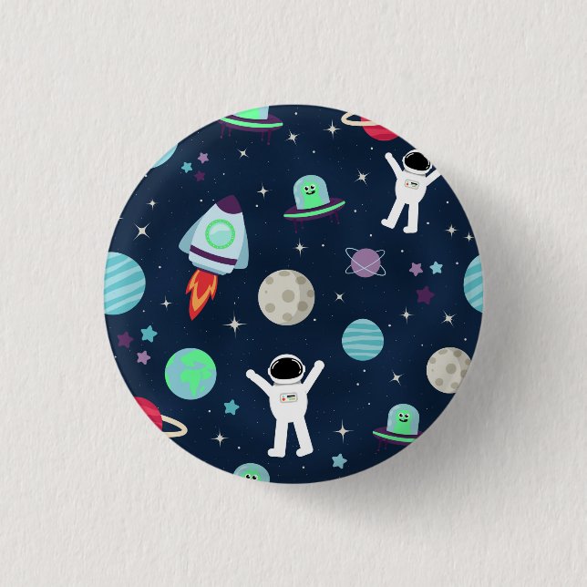 Bóton Redondo 2.54cm ilustração de padrão espacial (Frente)