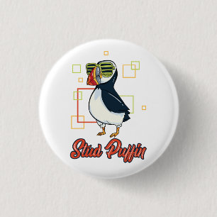 Bóton Redondo 2.54cm Ilustração de Pássaros do Mar de Puffin