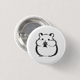 Bóton Redondo 2.54cm Ilustração de pincelada de tinta de hamster minima