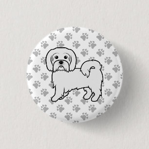 Bóton Redondo 2.54cm Ilustração do Cão de Cartoon de Cuta de Coton de T