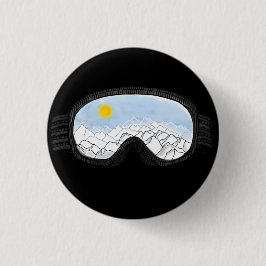 Bóton Redondo 2.54cm Ilustração do Modo Montanha Ski Goggles