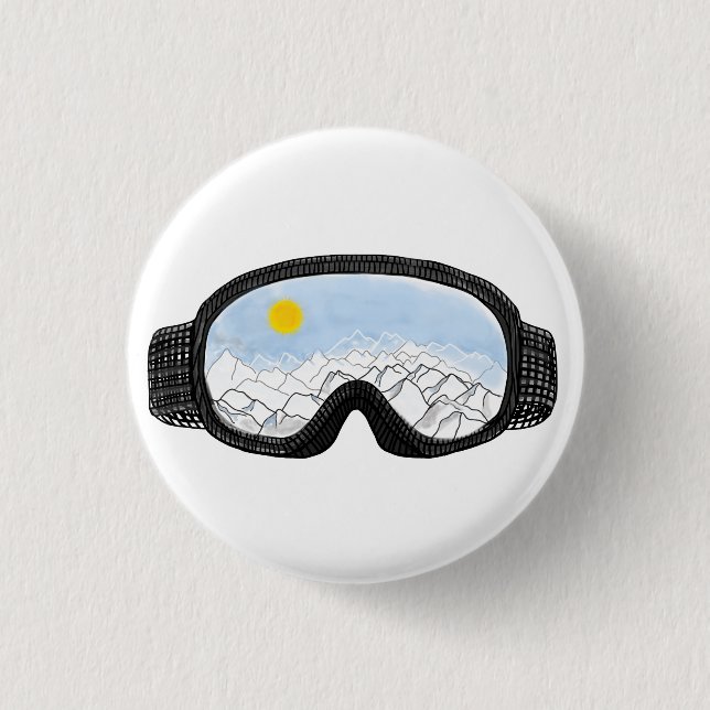 Bóton Redondo 2.54cm Ilustração do Modo Montanha Ski Goggles (Frente)