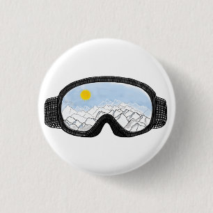 Bóton Redondo 2.54cm Ilustração do Modo Montanha Ski Goggles