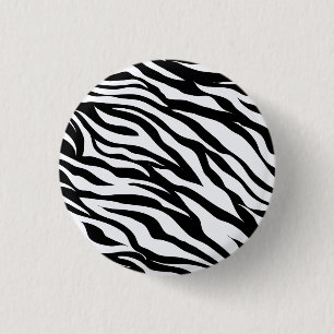 Bóton Redondo 2.54cm Impressão Animal de Zebra Safari, Preta e Branca