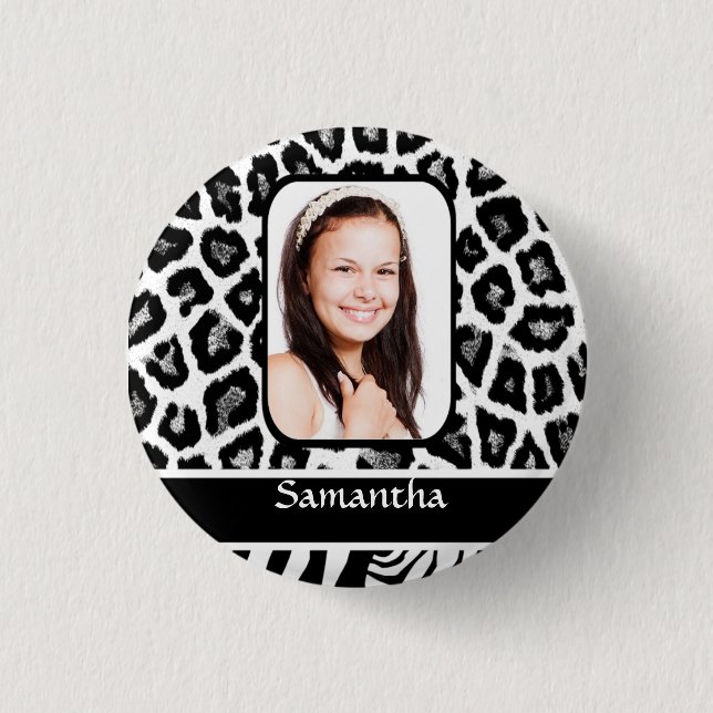 Bóton Redondo 2.54cm Impressão em branco e preto (Frente)