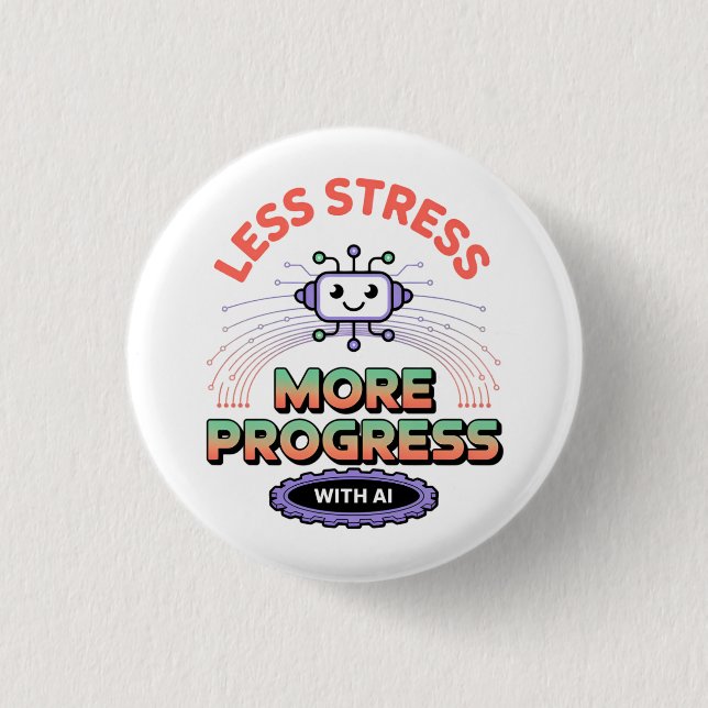 Bóton Redondo 2.54cm Inteligência Artificial Robótica Mens Top (Frente)