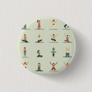 Bóton Redondo 2.54cm Ioga, pilates, botão temático, crachá de pinos