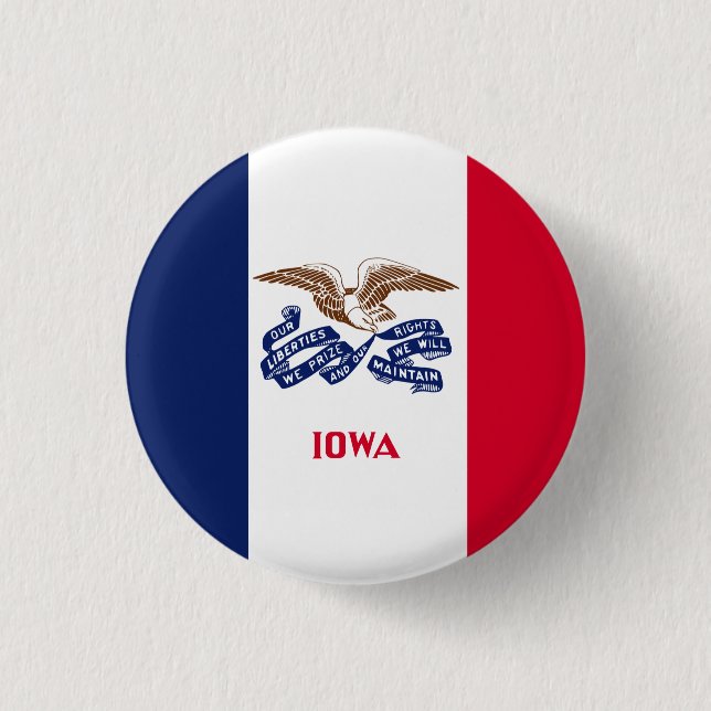 Bóton Redondo 2.54cm Iowan Flag, Flag de Iowa (Frente)