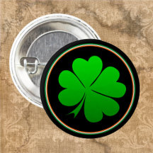 Irish Flag Button, Lucky Clover Ireland / Rua Padd