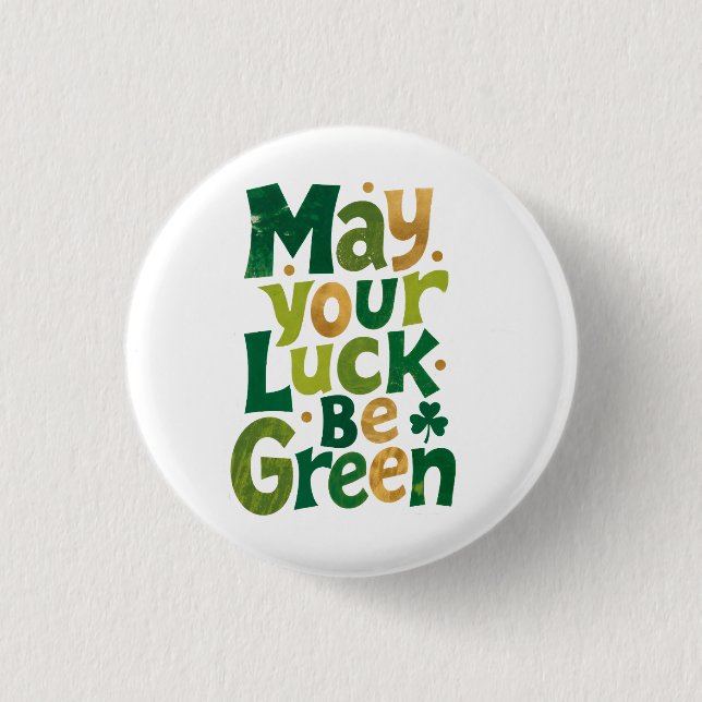 Bóton Redondo 2.54cm Irish  Green Luck (Frente)