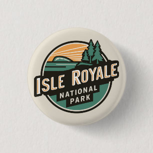 Bóton Redondo 2.54cm Isle Royale National Park Retro Viagem Emblem