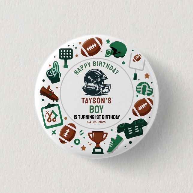 Bóton Redondo 2.54cm It’s Game Time Football 1st Birthday – Fun Kids  (Frente)