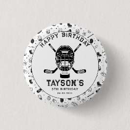 Bóton Redondo 2.54cm It’s Game Time Hockey 5th Birthday Party