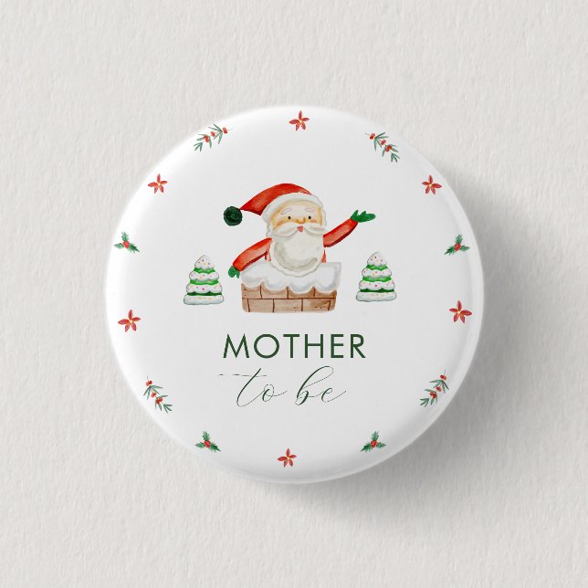 Bóton Redondo 2.54cm It's Cold Outside Santa Mother To Be Baby Shower  (Frente)