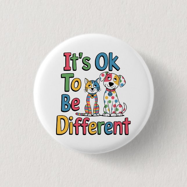 Bóton Redondo 2.54cm It's ok to be different (Frente)