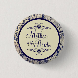 Bóton Redondo 2.54cm Ivory Lace Marinho Blue Wedding Mãe da Noiva