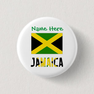 Bóton Redondo 2.54cm Jamaica Jamaican Flag Green Personalization Round