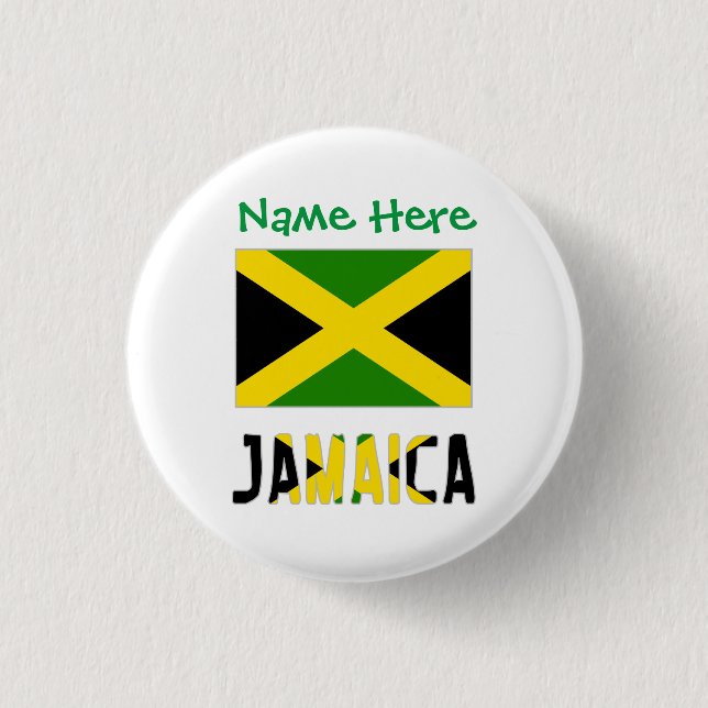 Bóton Redondo 2.54cm Jamaica Jamaican Flag Green Personalization Round (Frente)