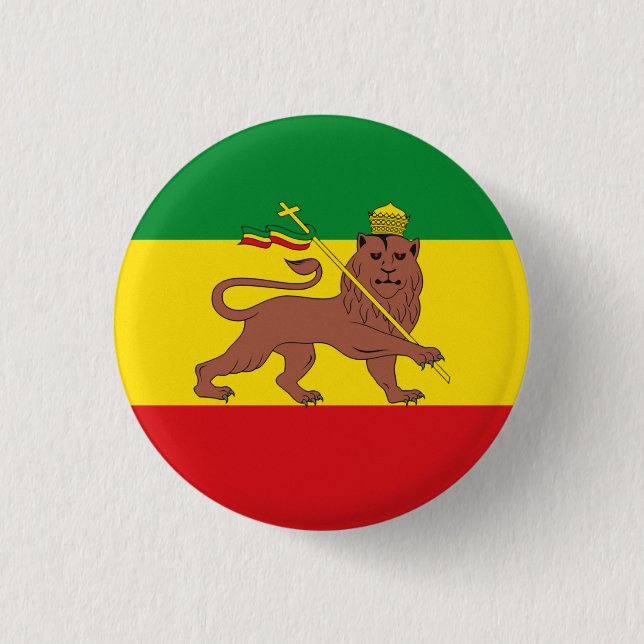 Bóton Redondo 2.54cm Jamaica Rasta Flag - hAILE sELASSIE I - Rasta Love (Frente)