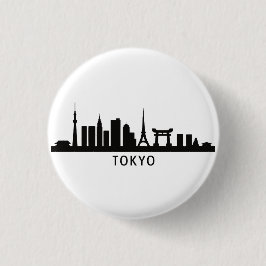 Bóton Redondo 2.54cm Japan Cityscape Travel | Tokyo Skyline Silhouette