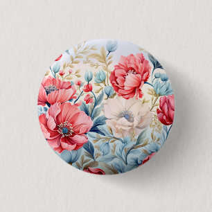 Bóton Redondo 2.54cm Jardim Botânico de Flores Românticas Elegantes