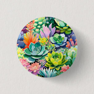 Bóton Redondo 2.54cm Jardim Botânico Suculento de Verão Colorido