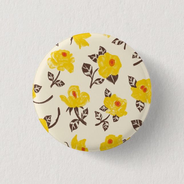 Bóton Redondo 2.54cm Jardim Romântico de Rosa (Frente)