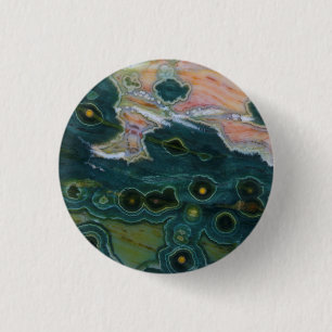 Bóton Redondo 2.54cm Jasper Oceano com Manchas Verdes