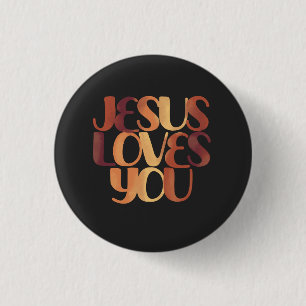 Bóton Redondo 2.54cm Jesus Ama o Design de Tipografia Cristã