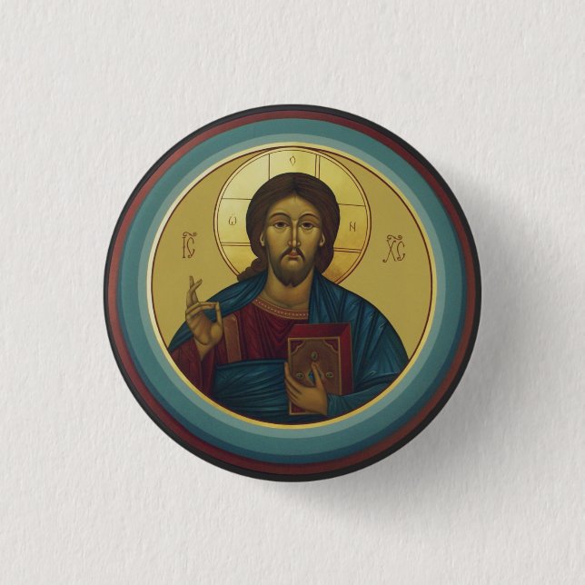 Bóton Redondo 2.54cm Jesus Cristo Pantocrator  (Frente)