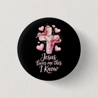 Bóton Redondo 2.54cm Jesus Loves Me Valentine Christian Button