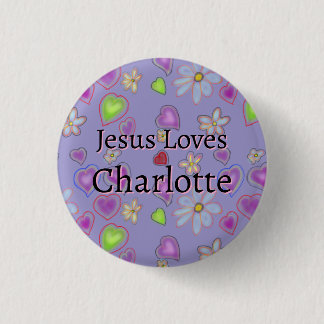 Bóton Redondo 2.54cm Jesus Personalizado Ama Charlotte Botão Roxo