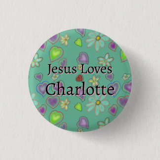 Bóton Redondo 2.54cm Jesus Personalizado Ama Charlotte Green Botão