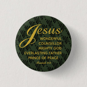 Bóton Redondo 2.54cm JESUS PRINCE OF PEACE Isaiah Scripting Natal
