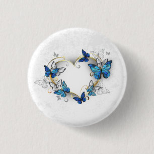 Bóton Redondo 2.54cm Jewelry Heart with Butterflies Morpho