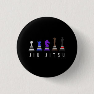 Bóton Redondo 2.54cm jiu Jitsu treinando xadrez, presente com texto.