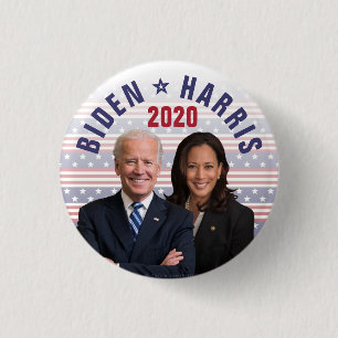Bóton Redondo 2.54cm Joe Biden Kamala Harris 2020 President Vice Photos