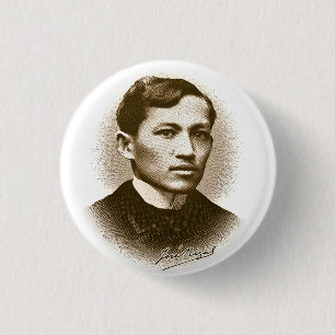 Bóton Redondo 2.54cm Jose Rizal (impressão do Sepia)